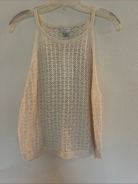 A New Day Cream Crochet Knit Tank Top